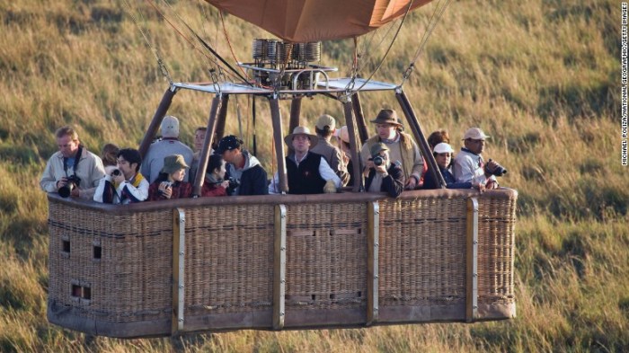 This 2004 file photo show large capacity hot air basket carrying tourist on safari in Masai Mara, Kenya.
