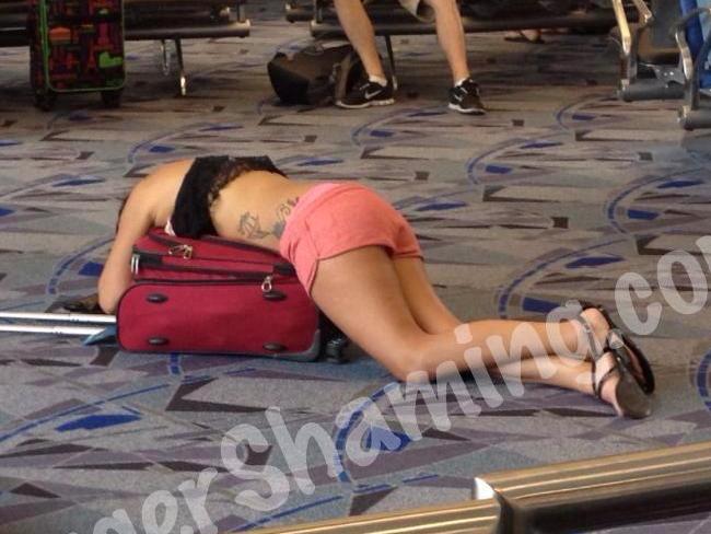 Probably not the best outfit for a flight. Picture: PassengerShaming.com