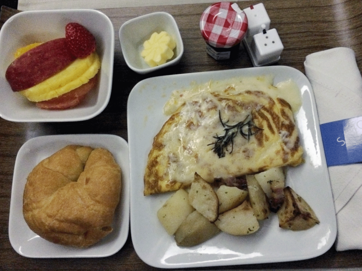 This was my breakfast aboard Delta. I really liked the cheese omelet. But overall, Emirates food won out. It was so good that I scarfed down all of my meals before I remembered to take a picture.