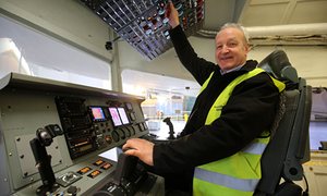 Chief test pilot David Burns in the cockpit of the Airlander 10