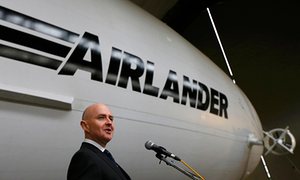 Stephen McGlennan speaks during the Airlander’s unveiling