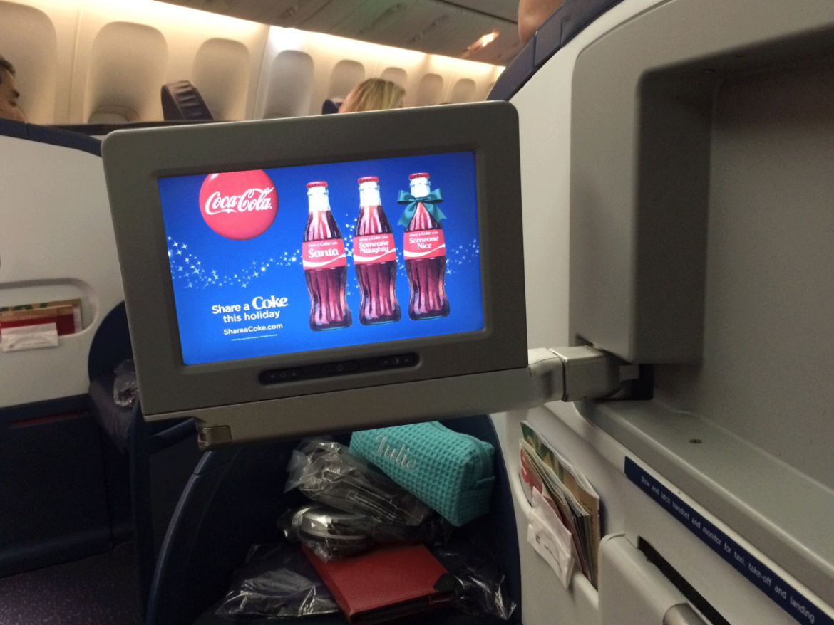 Delta's screen was tiny and low-definition in comparison. But the entertainment selection was just as good.