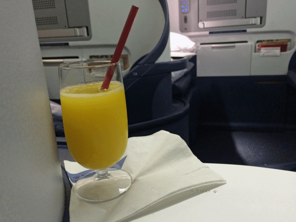 On my Delta flight from Tokyo, I got a mimosa. It was early!